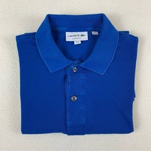 Lacoste polo shirt men’s size us size M FR4 solid blue long sleeves 100%cotton